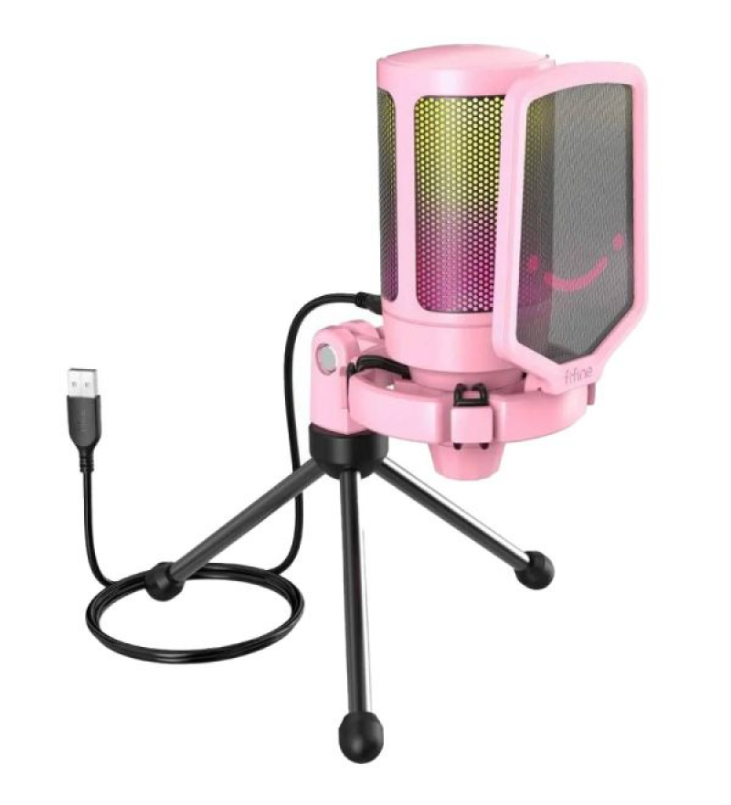 Micrófono Fifine A6V Tripe USB/RGB - Pink