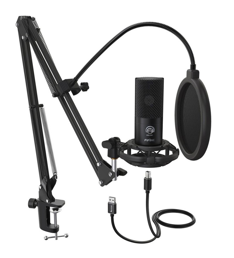 Micrófono Fifine T669 Condenser Kit Streamer/Podcast USB - Black