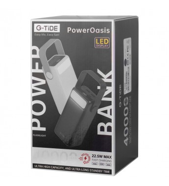 Cargador Portatil G-TIDE Oasis 40000MAH/22.5W Fast Charging- White 