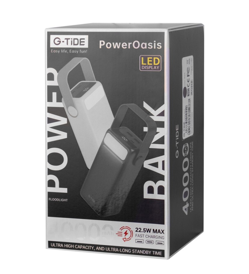 Cargador Portatil G-TIDE Oasis 40000MAH/22.5W Fast Charging- White 