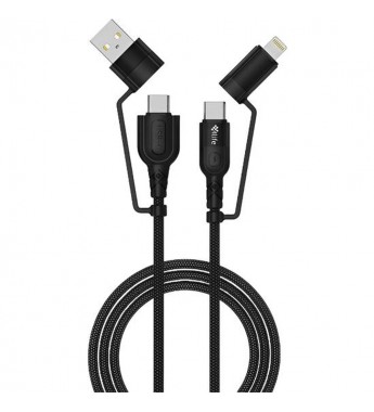Cable 4Life FL4160CCALB USB/USB-C/Lightning 1metro - Black 