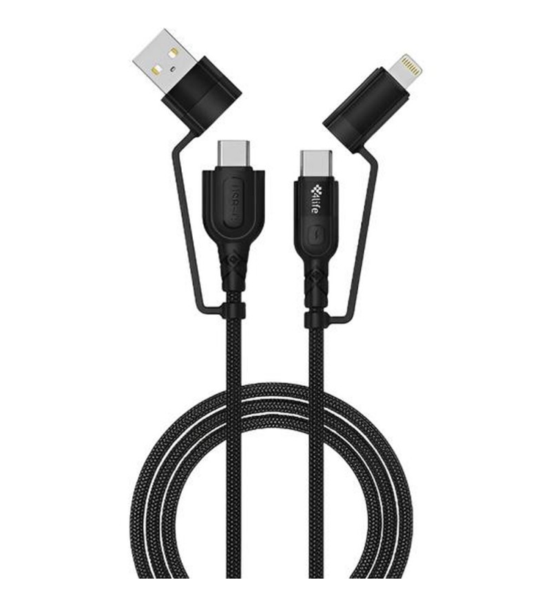 Cable 4Life FL4160CCALB USB/USB-C/Lightning 1metro - Black 