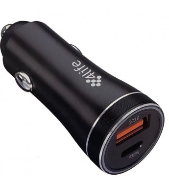 Cargador Vehicular 4Life FL959AC43B USB-A/USB-C/43W - Black