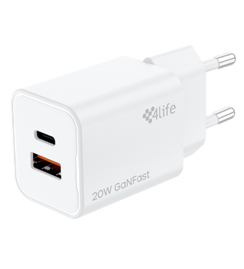 Adaptador de Pared 4Life FL8230ACGW 30W/USB-C/USB - White (S/Cable)