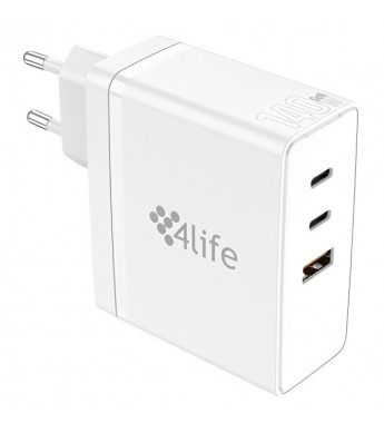 Cargador de Pared 4Life FL75140CCAGW 140W 2X USB-C/USB-A - White (Sin cable)