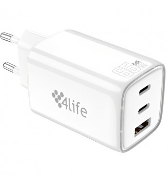 Cargador de Pared 4Life FL9565CCAW 65W 2X USB-C/USB-A - White (Sin Cable)