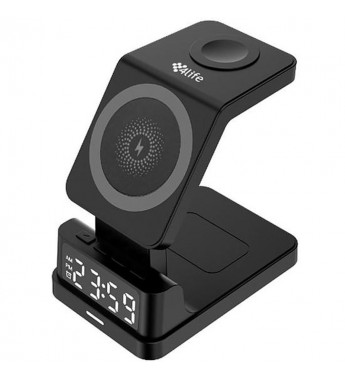 Cargador Inalámbrico 4Life FLWXC89 4 en 1 Digital/Reloj - Black
