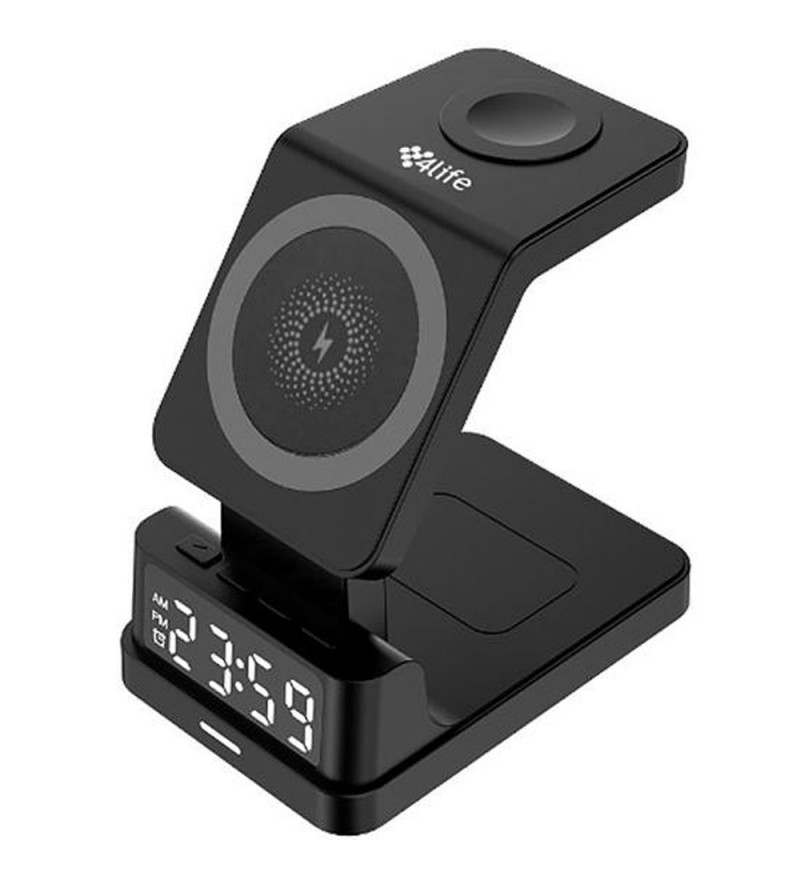 Cargador Inalámbrico 4Life FLWXC89 4 en 1 Digital/Reloj - Black