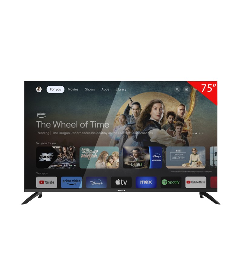 Smart TV QLED de 75" Aiwa AW75B4QFG 4K con Wi-Fi/HDMI/USB/Bivolt - Negro