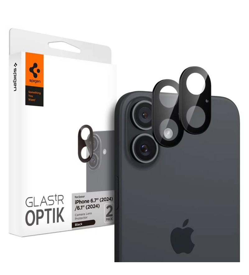 Protector de lente Spigen para cámara iPhone 16 Plus Optik AGL07922 - Black