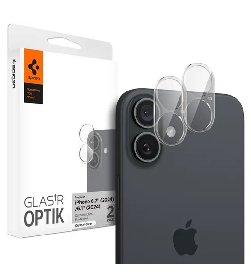 Protector de lente Spigen para cámara iPhone 16 Plus Optik AGL07923 - Crystal Clear