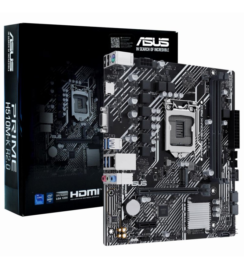 Placa Madre Asus Prime H510M-K R2.0 con Socket LGA 1200/microATX - Hasta 2 DDR4