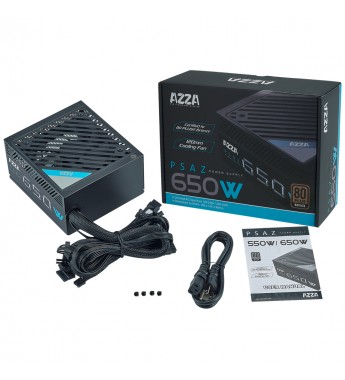 Fuente de Alimentación para PC Azza PSAZ-650W con 80 Plus Bronze/650W/Bivolt - Negro