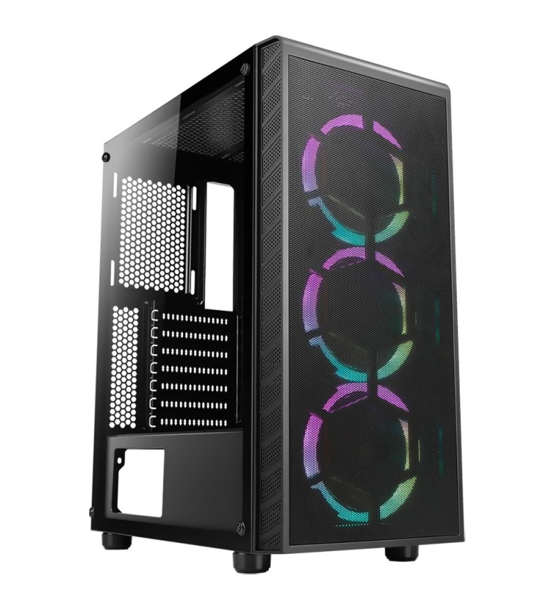 Gabinete Gaming AZZA Prime 360 CSAZ-360 Mid Tower con 3 Coolers/RGB - Negro