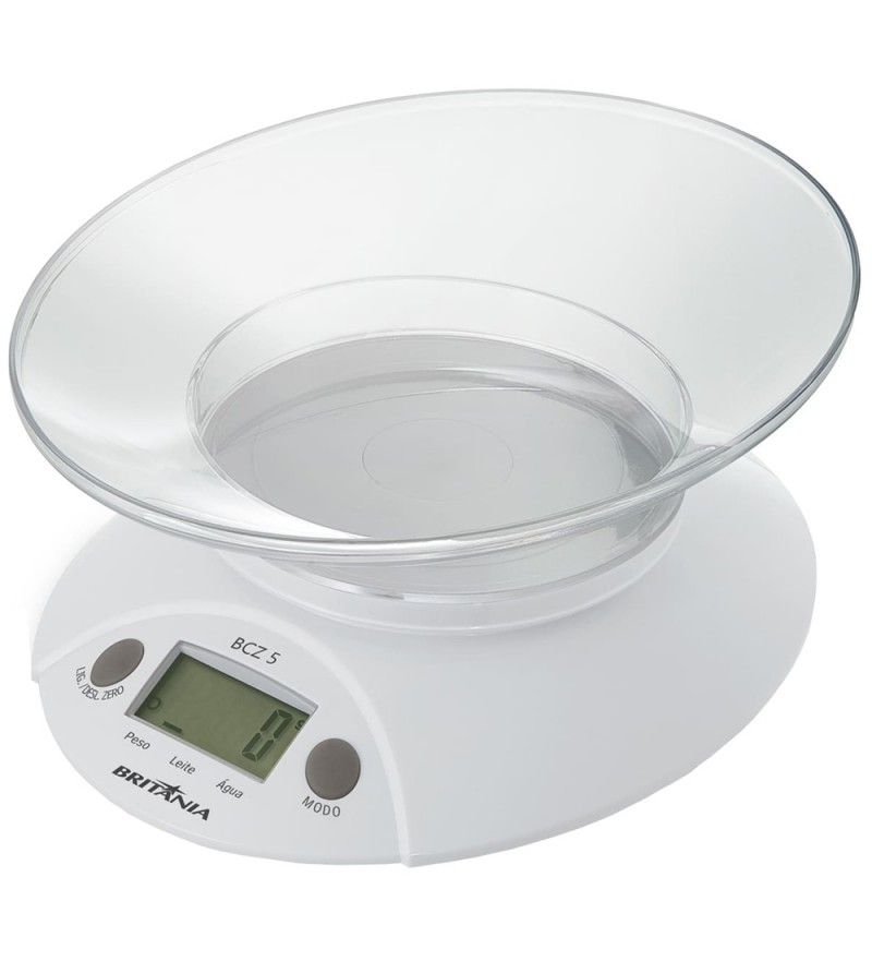 Balanza Digital para Cocina Britania BCZ5 hasta 5kg/Pila - Blanco