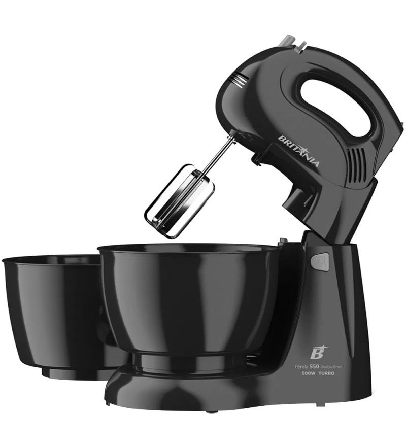 Batidora Britania Perola 550 Double Bowl con 500W/4Vel/3L/220V - Negro