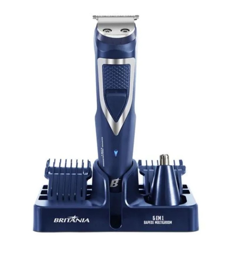 Afeitadora Britania BAPE01 Multigroom 6 en 1 Bivolt - Azul