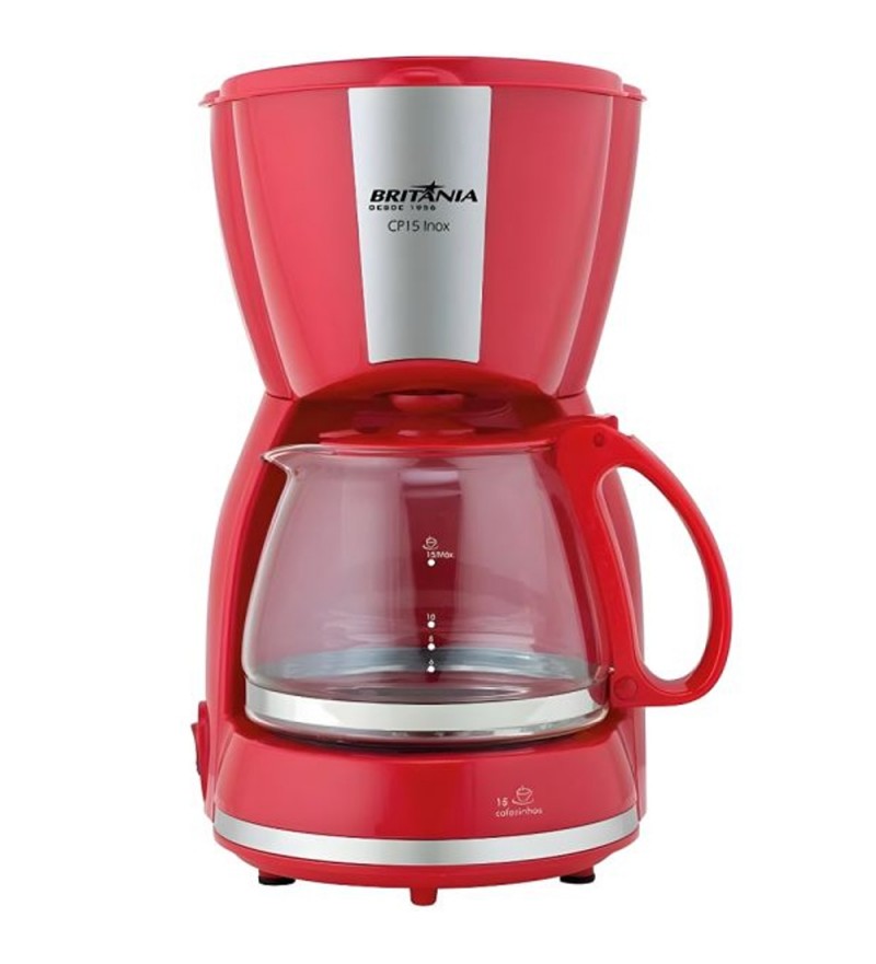 Cafetera Britania CP15 Inox 600mL/15Tazas/220V/550W - Rojo