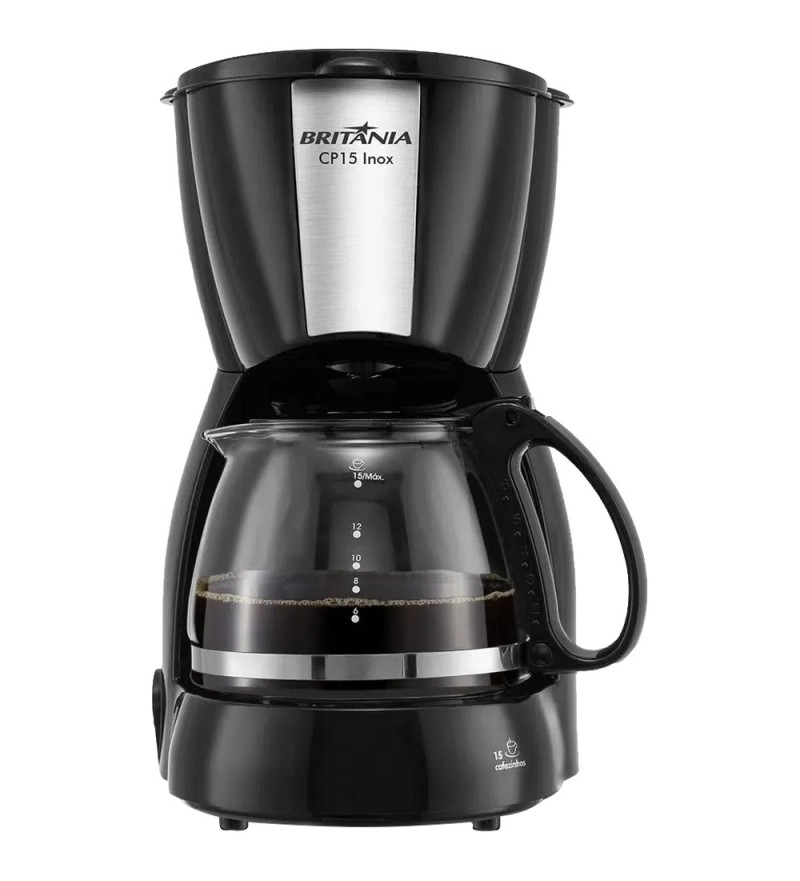 Cafetera Eléctrica Britania CP15 Inox para hasta 15 Tazas/220V - Negro