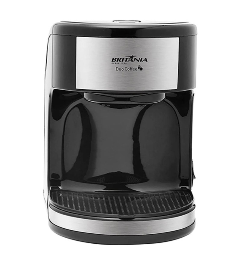 Cafetera Eléctrica Britania Duo Coffee con 2 Tazas 250mL/450W/220V - Negro/Plata