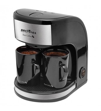 Cafetera Eléctrica Britania Duo Coffee con 2 Tazas 250mL/450W/220V - Negro/Plata