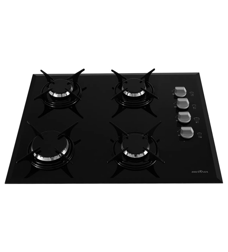 Placa de Cocina Britania BCT4P a Gas/4Hornallas/Bivolt - Negro