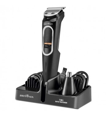 Cortador de Cabello Britania BAP21P Multigroom 7 en 1 con 5W/Recargable/Bivolt - Negro