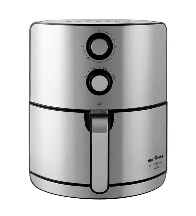 Freidora Eléctrica Britania AirFry BFR46PI Inox con 1500W/4.6L/220V - Plata
