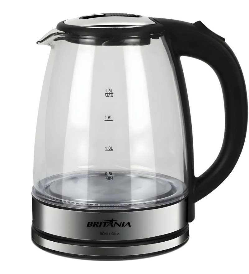 Jarra Eléctrica Britania BCH11 Glass 1500W/220v - Negro (Caja Fea)
