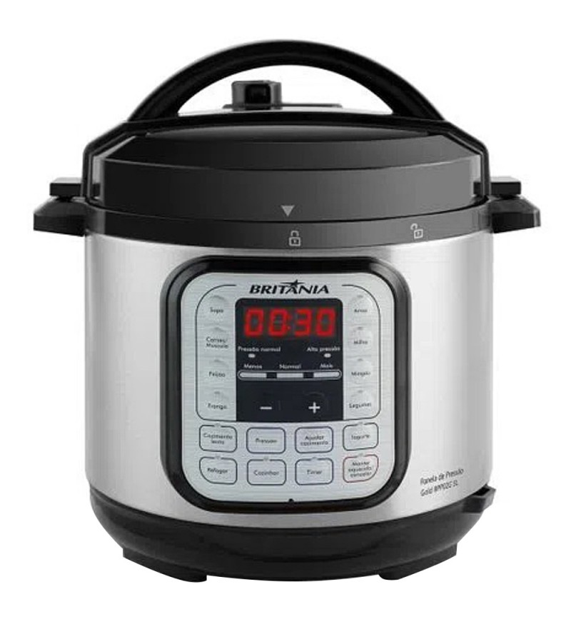 Olla a Presión Eléctrica Britania BPP02G Inox de 5L/900W/220V - Plata/Negro