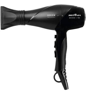 Secadora de Cabello Britania BSC2000 3 Temp/2Vel/220V- Black