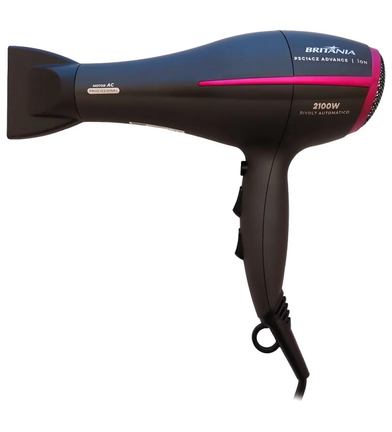 Secador de Cabello Britania PSC14CZ 3Tem/2Vel/2100W Bivolt- Negro/Rosa 