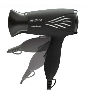 Secador de Cabello Britania Easy Travel con 1000W/Bivolt - Negro