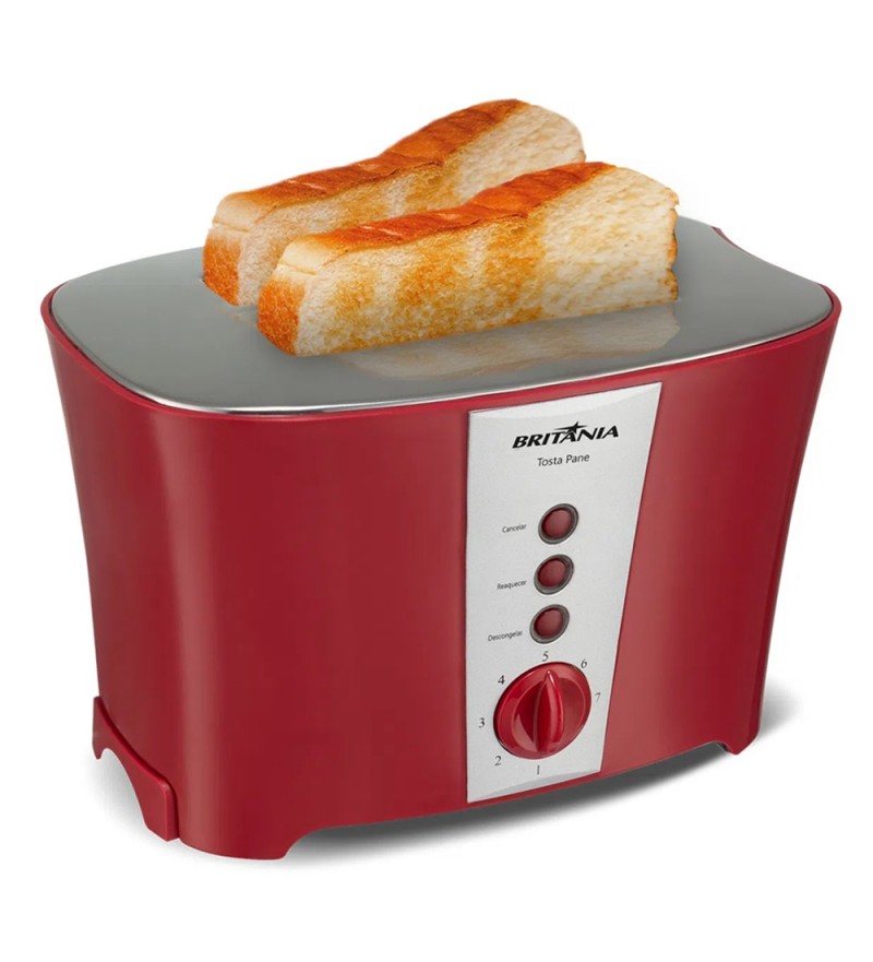 Tostador Britania Tosta Pane Inox con 850W/7Temp/220V - Rojo