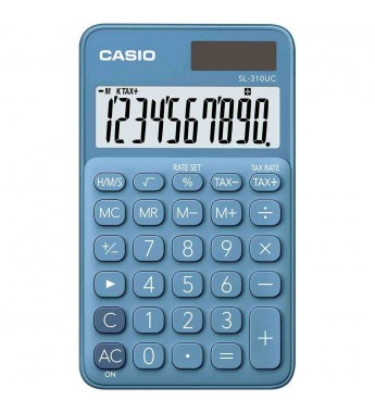 Calculadora Casio SL-310UC-BU de 10 Dígitos Solar/Batería - Azul