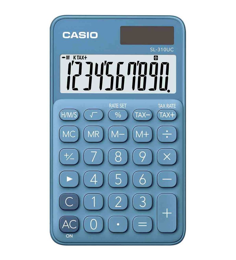 Calculadora Casio SL-310UC-BU de 10 Dígitos Solar/Batería - Azul