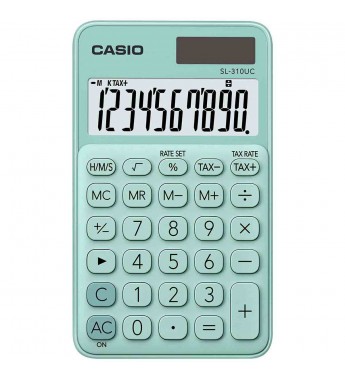 Calculadora Casio SL-310UC-GN-N-DC de 10 Dígitos Solar/Batería - Verde
