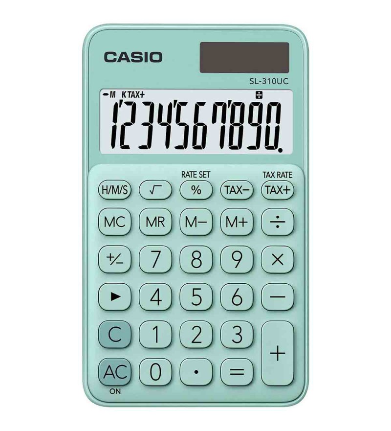 Calculadora Casio SL-310UC-GN-N-DC de 10 Dígitos Solar/Batería - Verde