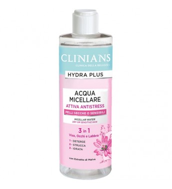 Agua Micelar Clinians Hydra Plus Attiva Antistress Pelli Secche o Sensibili - 400mL