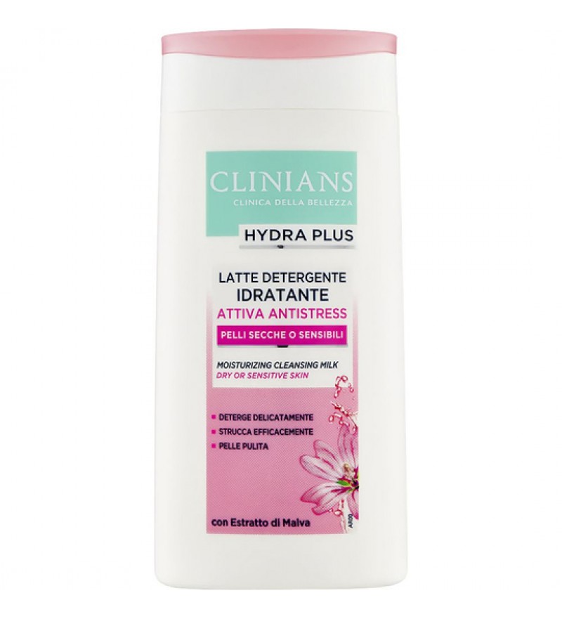 Crema Limpiador Clinians Hydra Plus Latte Detergente Idratante Attiva Antistress Pelli Secche o Sensibili - 200mL