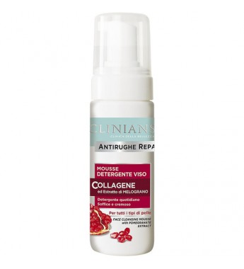Mousse Detergente Clinians Antirughe Repair Collagene ed Estratto di Melograno - 150mL