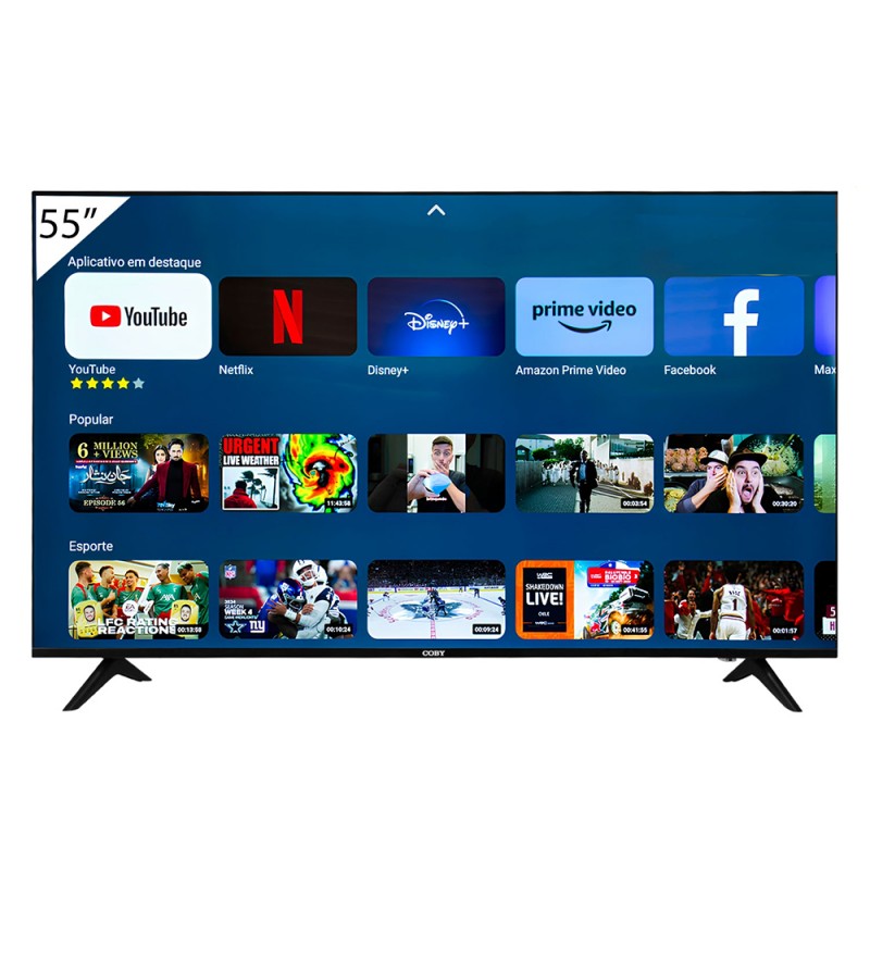 Smart TV LED de 55" Coby CY3359-55FL UHD 4K HDMI/Wi-Fi/Android - Negro