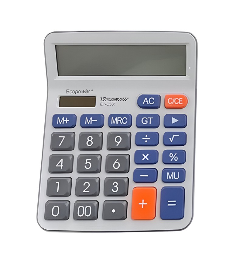 Calculadora Ecopower EP-C301 12 Dígitos/Batería - Blanco