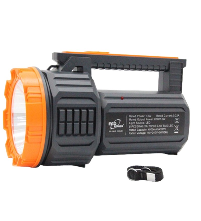 Linterna Ecopower EP-2615 Recargable 20W+2.8W+8W - Black