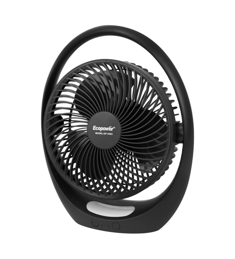 Ventilador Portátil Ecopower EP-V003 7" 3Vel/3Pas/Recargable/Bilvolt - Negro