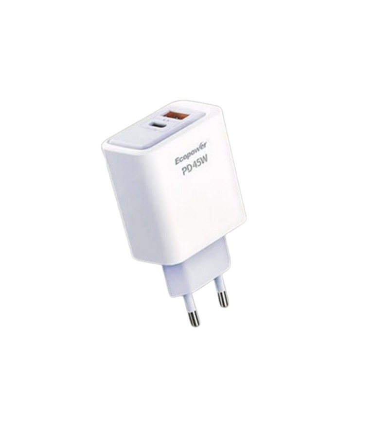 Cargador Ecopower EP-7074 USB-C/USB-A/45W - Blanco