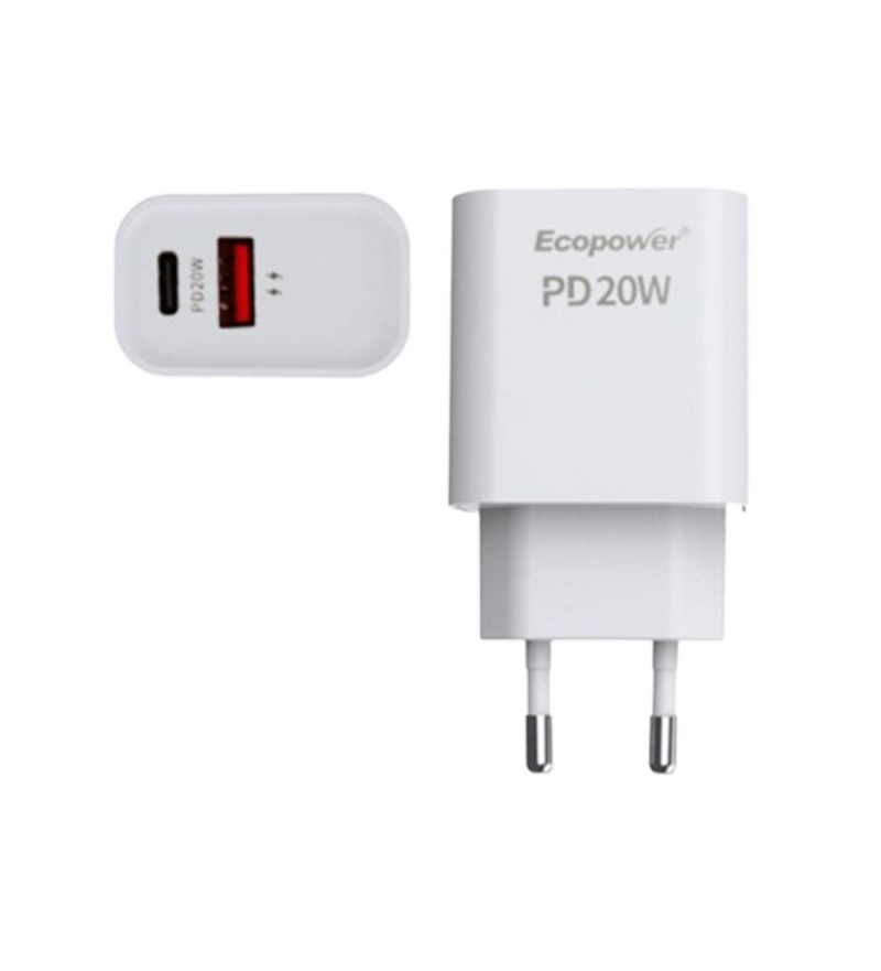  Cargador Ecopower EP-7026 2USB-C/20W - Blanco