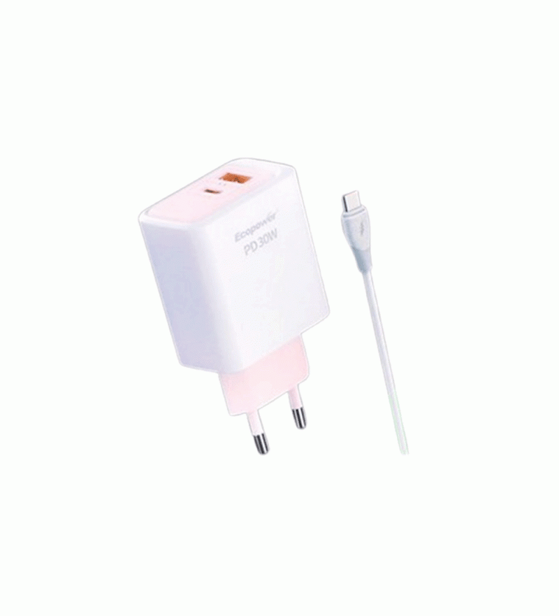 Cargador Ecopower EP-7045 USB-C/USB-A 30W - Rosa