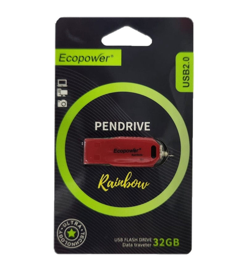 Pendrive Ecopower 32GB Rainbow - Rojo