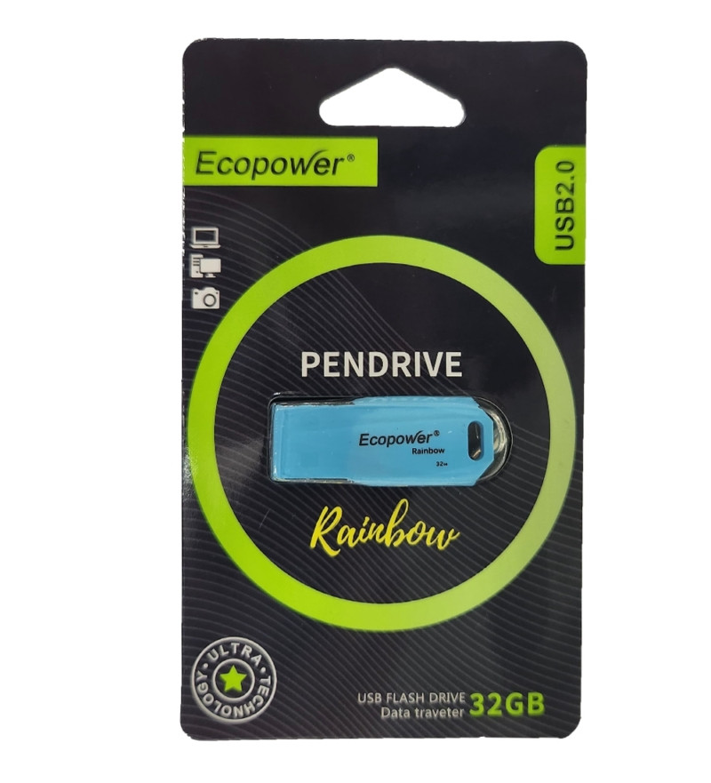 Pendrive Ecopower 32GB Rainbow - Celeste 